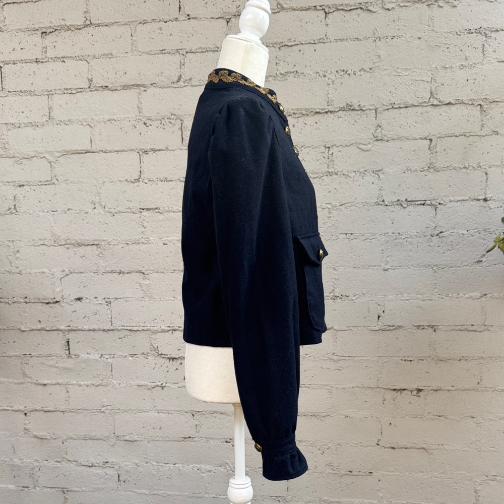 Free People Wool Regan Puff Sleeve Military Jacket Blazer Size S - Picture 3 of 14